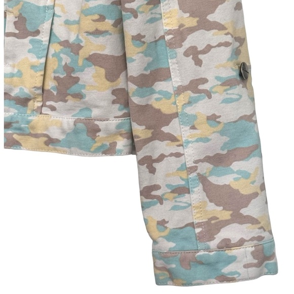 Shinestar Size L Girls Green, Tan, & Yellow Camo Stretch Jean Jacket - Picture 5 of 8